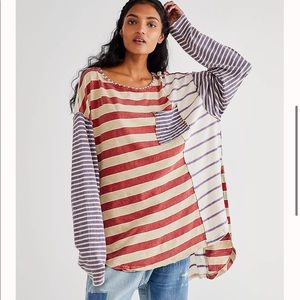 Free People We the Free Stripey Prep Tee Small NWT